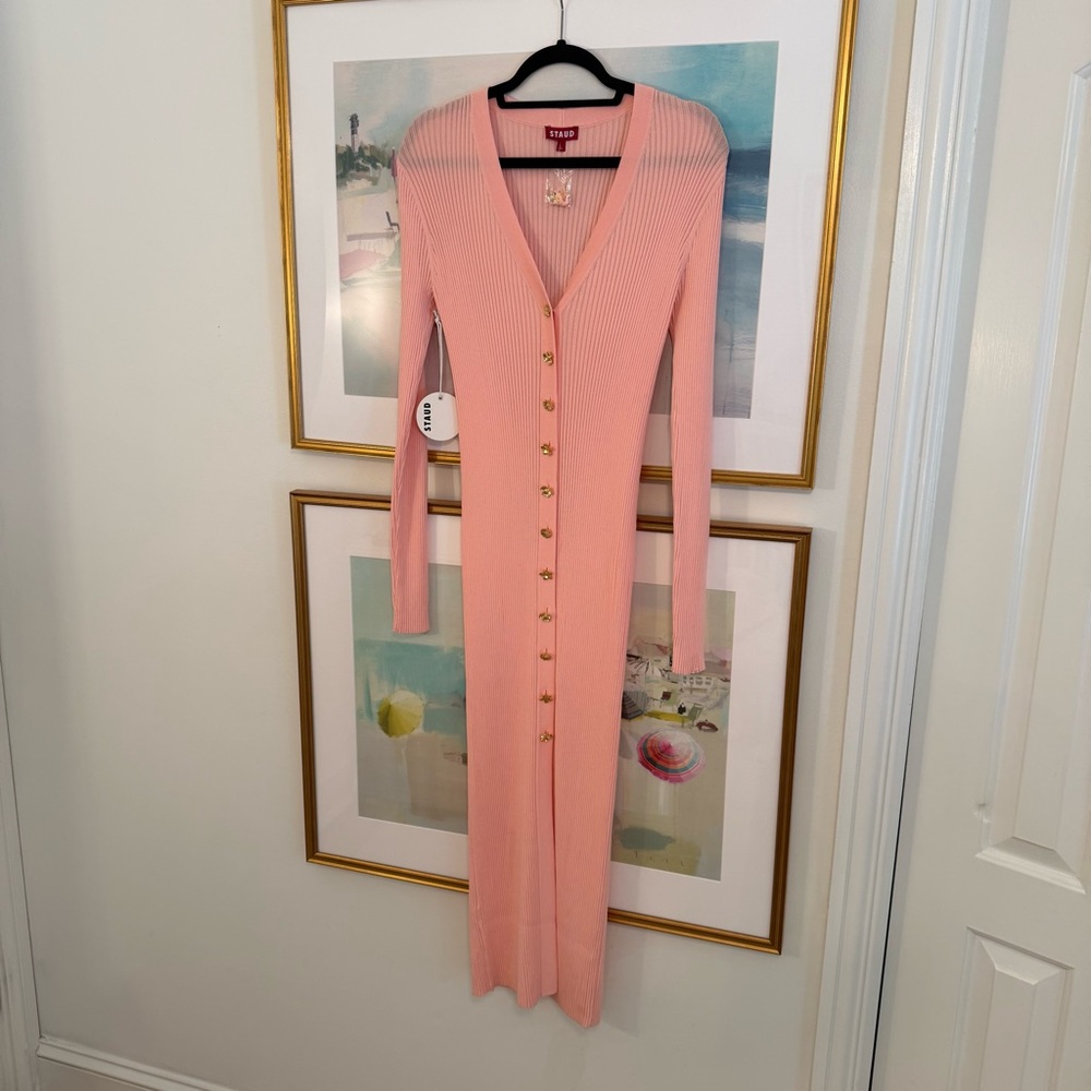 STAUD Pink Long Sleeve Dress